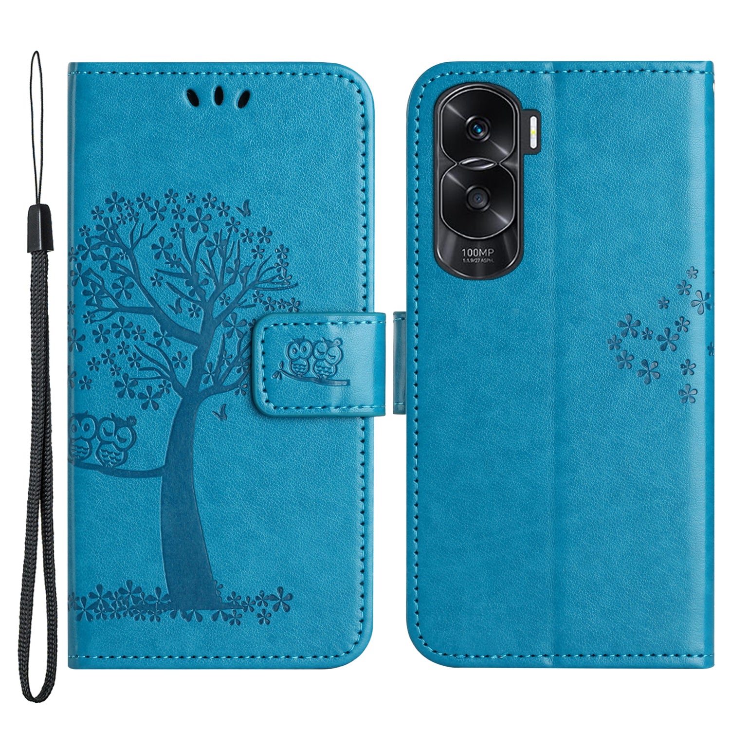 For Honor 90 Lite 5G / X50i 5G Leather Flip Stand Cover Owl Tree Imprinted Wallet Phone Case