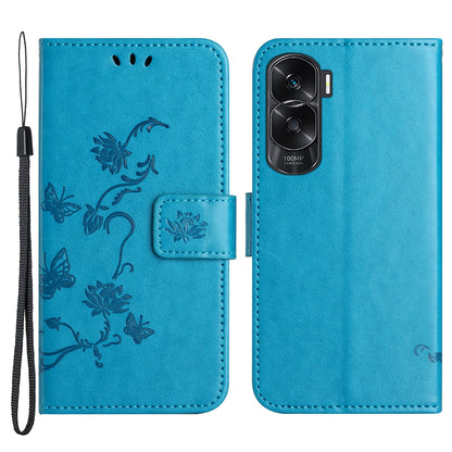 For Honor 90 Lite 5G / X50i 5G Butterfly Flower Imprinted Leather Phone Case Flip Stand Wallet Cover