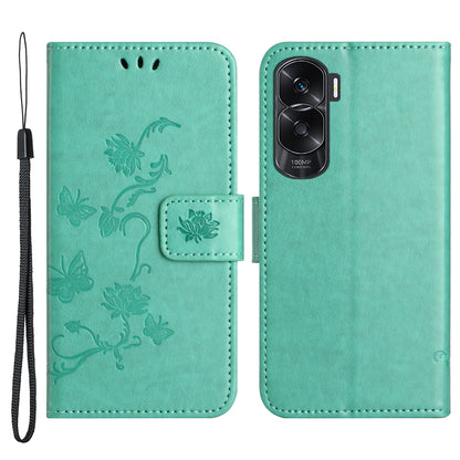 For Honor 90 Lite 5G / X50i 5G Butterfly Flower Imprinted Leather Phone Case Flip Stand Wallet Cover