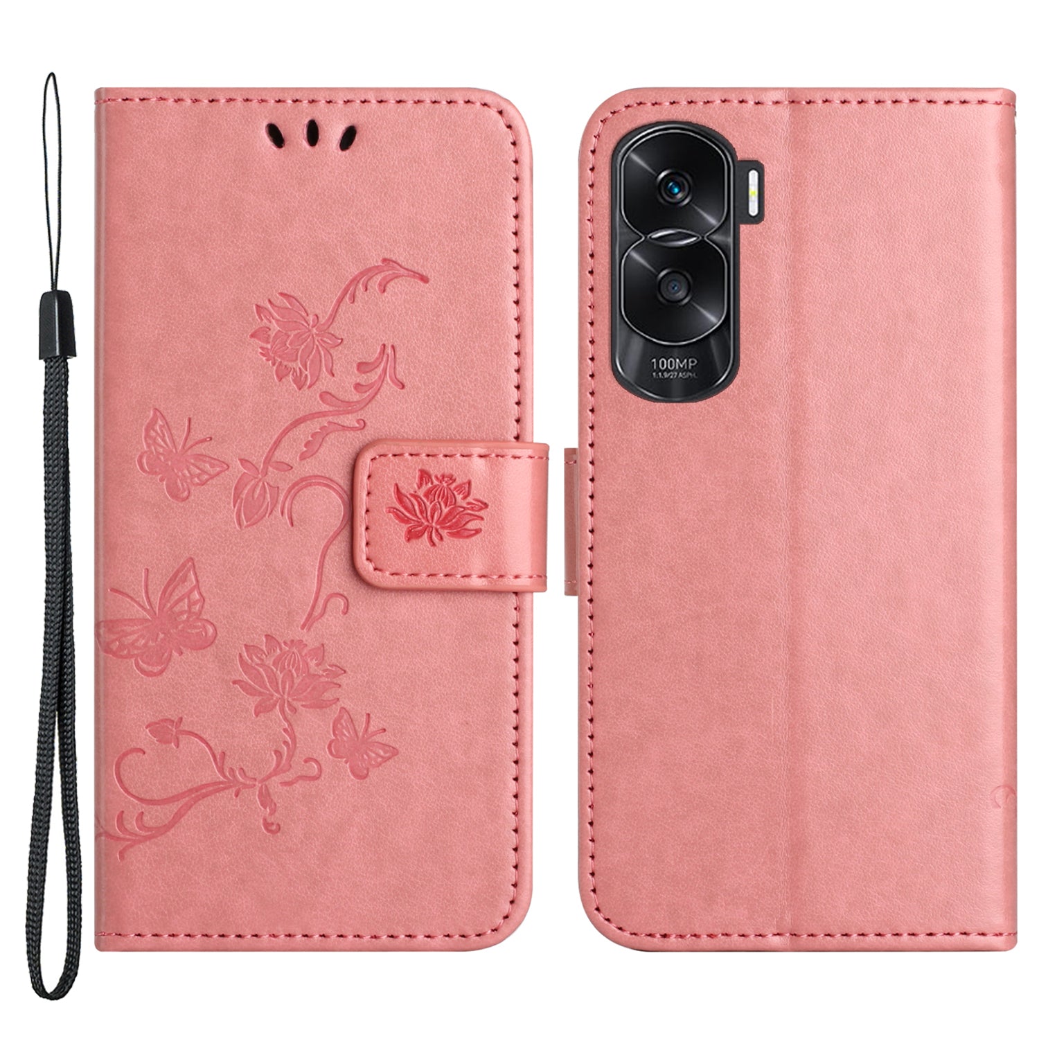 For Honor 90 Lite 5G / X50i 5G Butterfly Flower Imprinted Leather Phone Case Flip Stand Wallet Cover