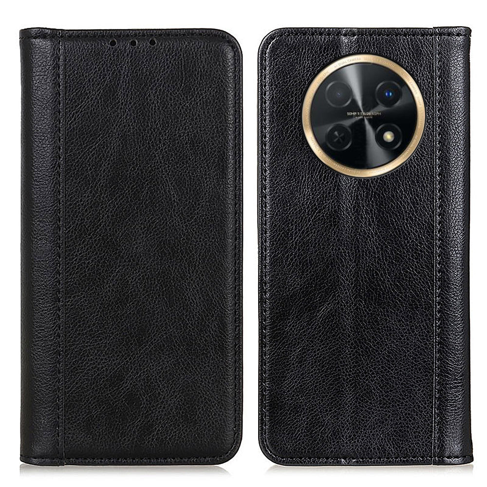 For Huawei nova Y91 4G / Enjoy 60X Litchi Texture Split Leather Phone Case Wallet Stand Cover