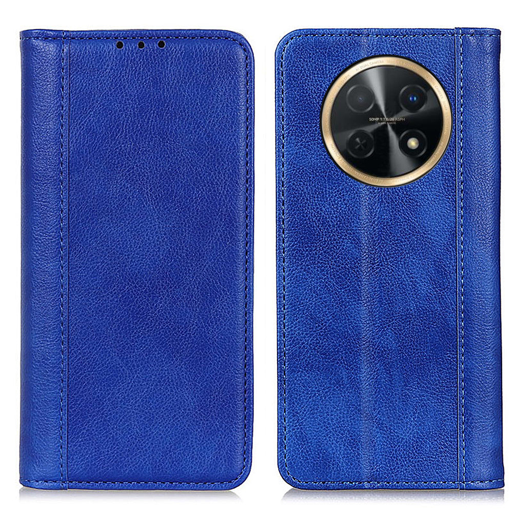 For Huawei nova Y91 4G / Enjoy 60X Litchi Texture Split Leather Phone Case Wallet Stand Cover
