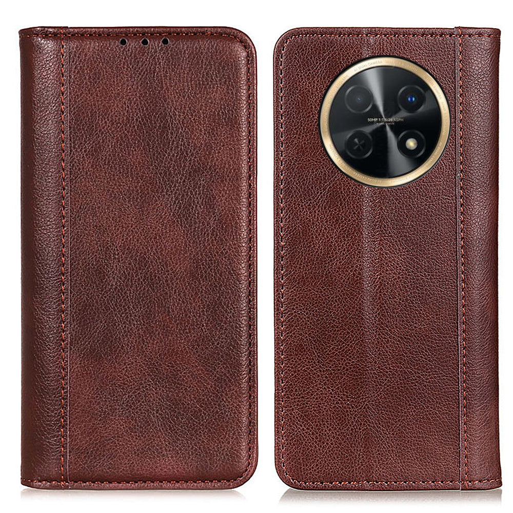 For Huawei nova Y91 4G / Enjoy 60X Litchi Texture Split Leather Phone Case Wallet Stand Cover