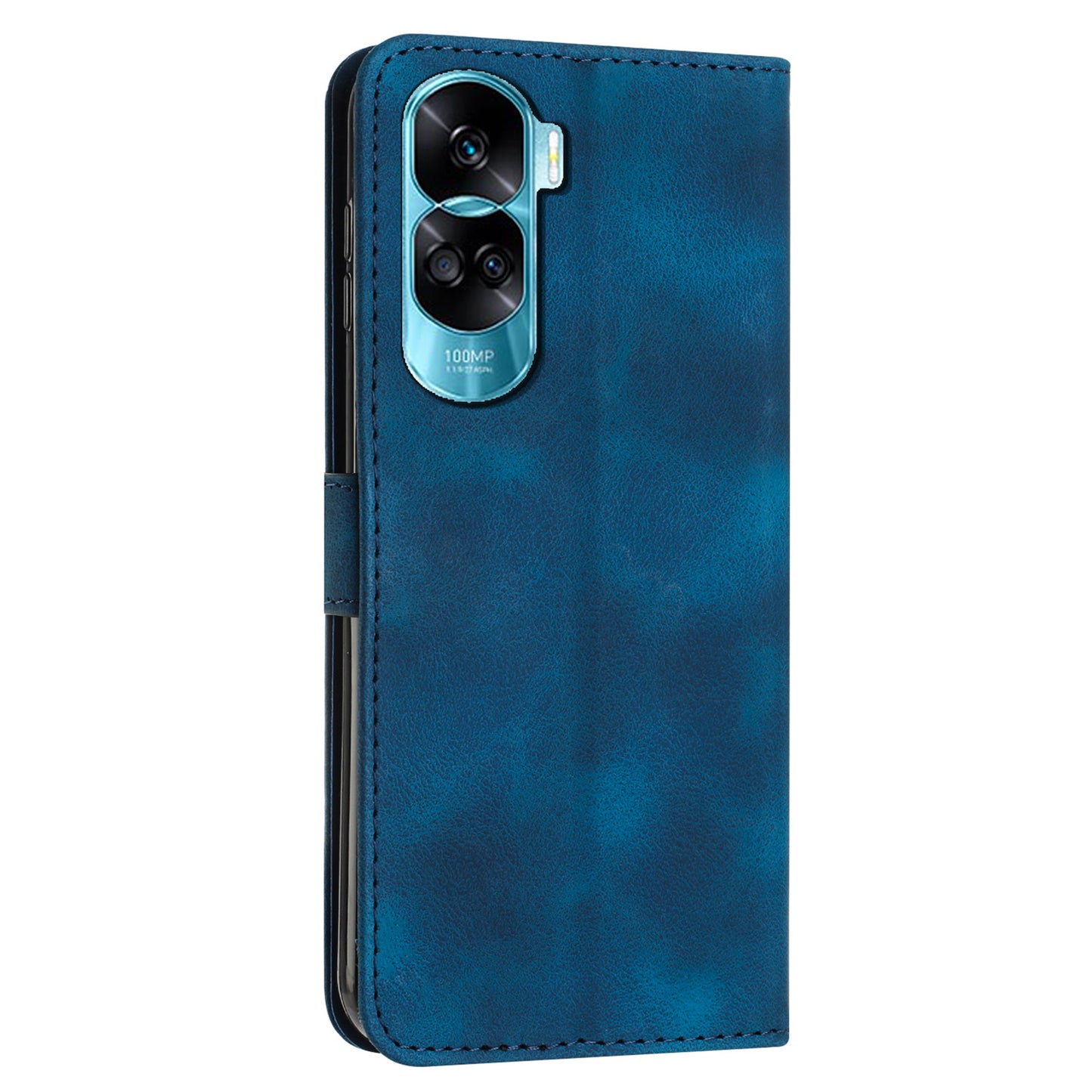 For Honor 90 Lite 5G / X50i 5G Leather Cell Phone Cover Triangle Imprinted Wallet Stand Case with Hand Strap