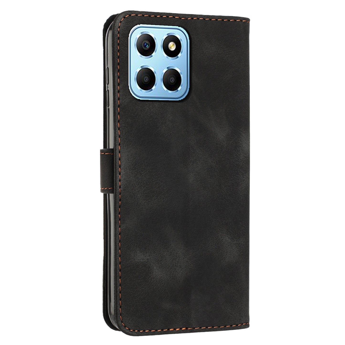 For Honor X8 5G / X6 4G / Play6C 4G Cell Phone Case Leather Triangle Imprint Wallet Stand Cover with Strap