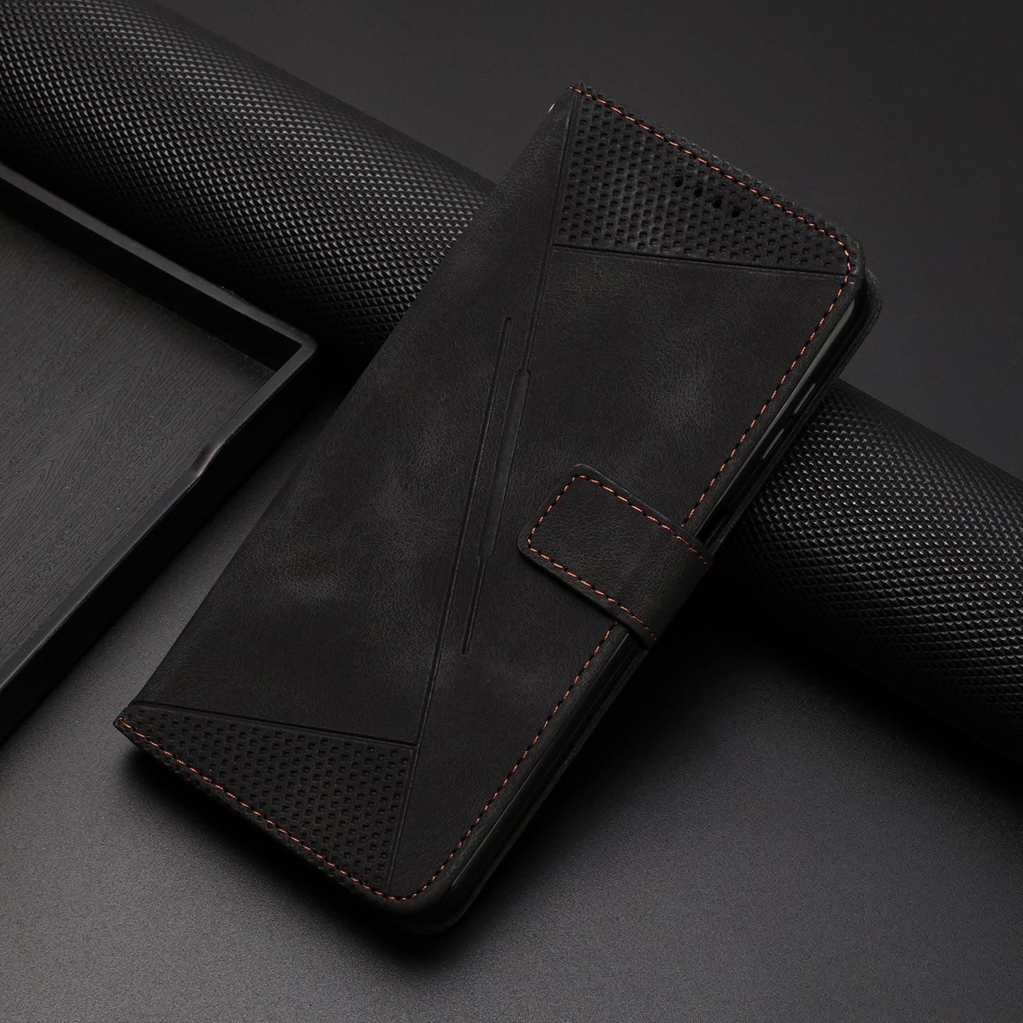 For Honor X8 5G / X6 4G / Play6C 4G Cell Phone Case Leather Triangle Imprint Wallet Stand Cover with Strap
