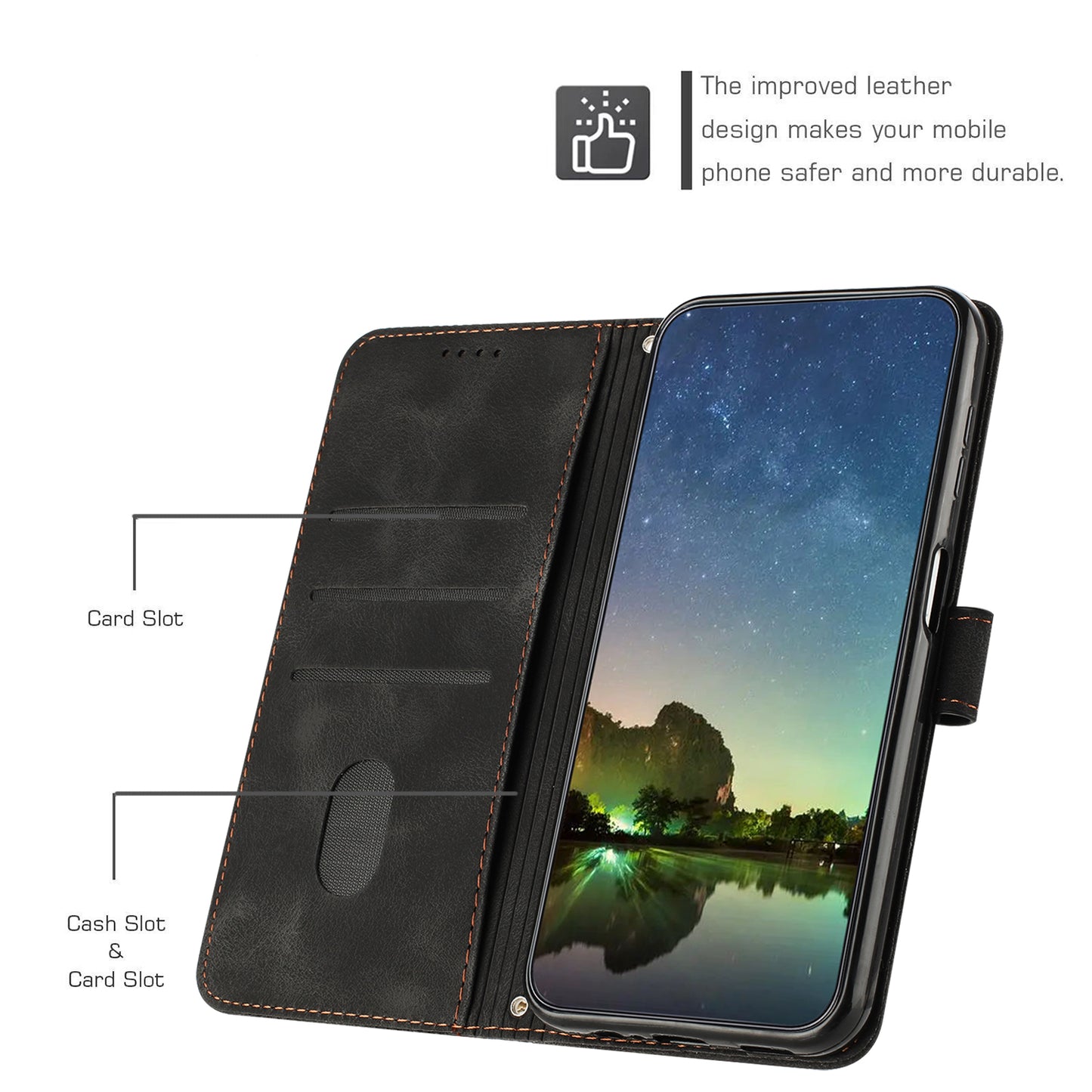 For Honor X8 5G / X6 4G / Play6C 4G Cell Phone Case Leather Triangle Imprint Wallet Stand Cover with Strap