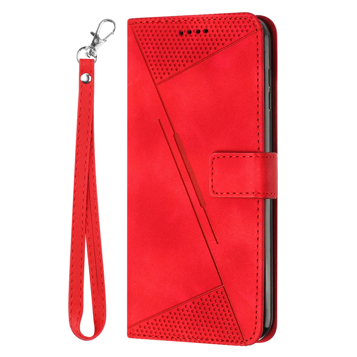 For Honor X8 5G / X6 4G / Play6C 4G Cell Phone Case Leather Triangle Imprint Wallet Stand Cover with Strap
