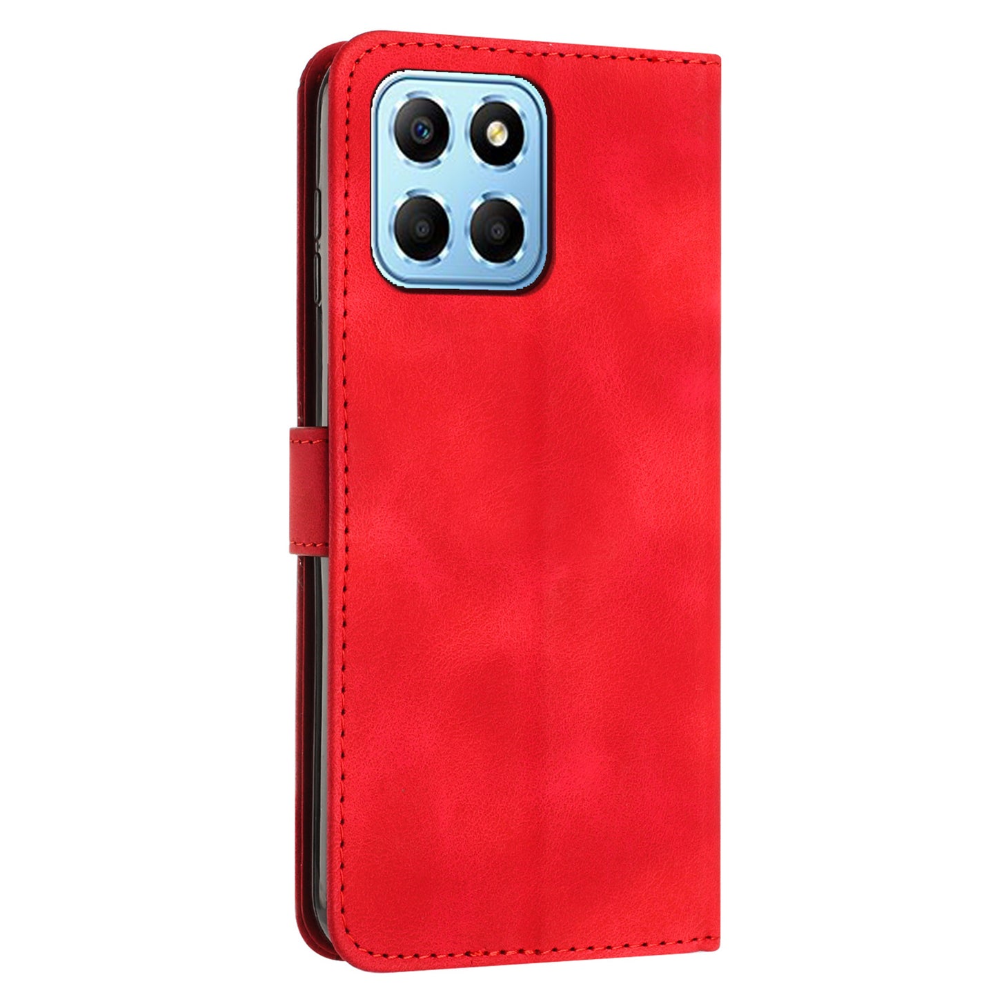 For Honor X8 5G / X6 4G / Play6C 4G Cell Phone Case Leather Triangle Imprint Wallet Stand Cover with Strap