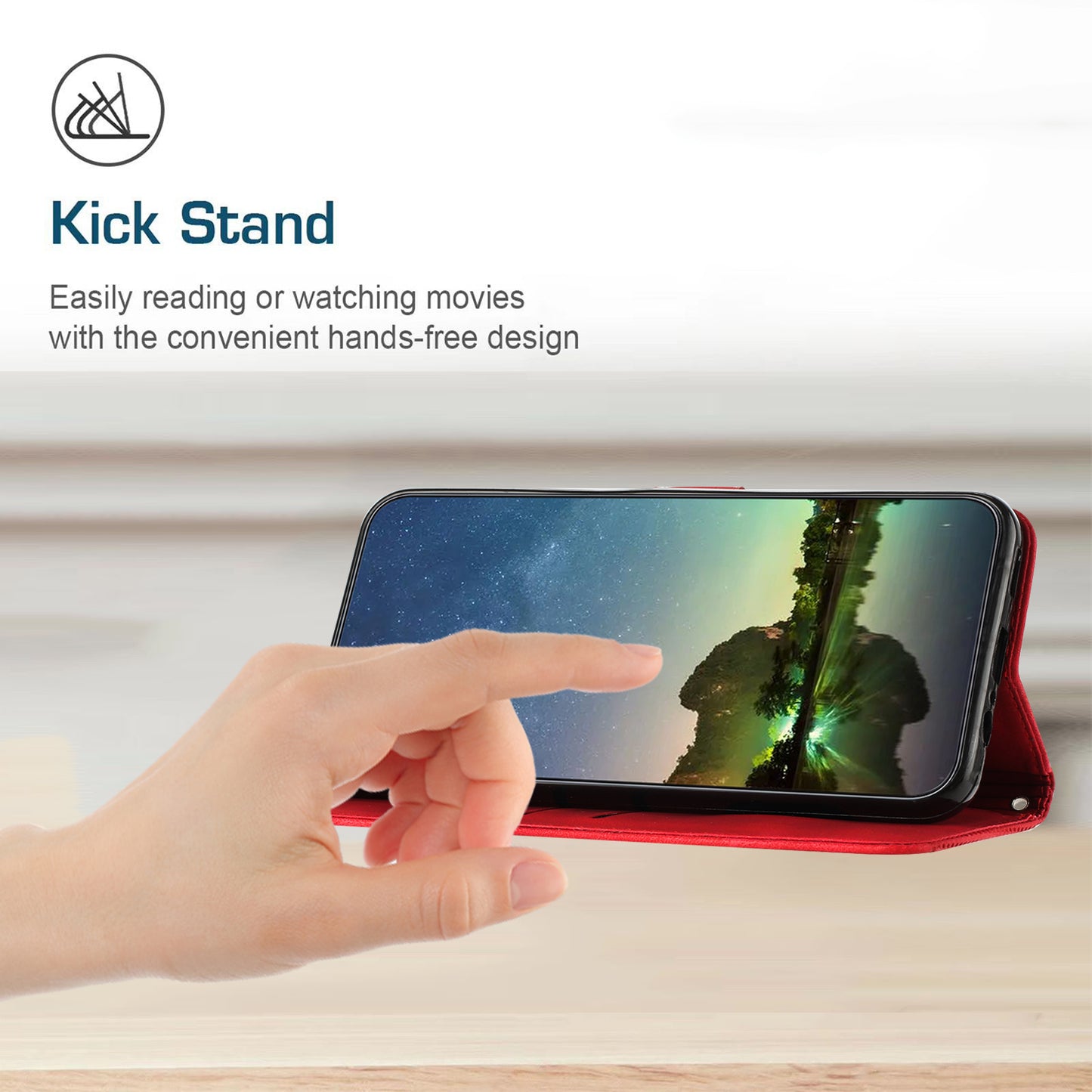 For Honor X8 5G / X6 4G / Play6C 4G Cell Phone Case Leather Triangle Imprint Wallet Stand Cover with Strap