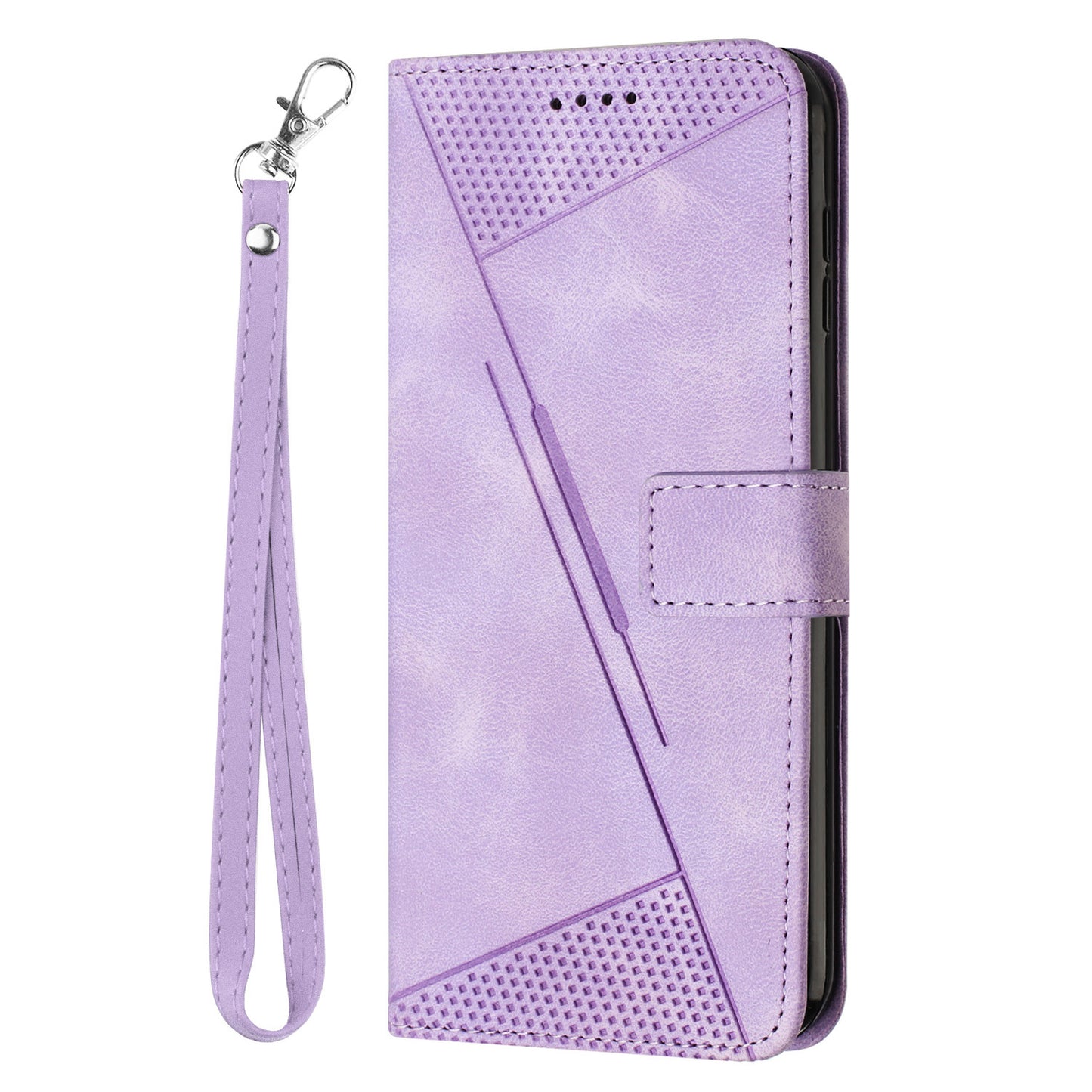 For Honor X8 5G / X6 4G / Play6C 4G Cell Phone Case Leather Triangle Imprint Wallet Stand Cover with Strap