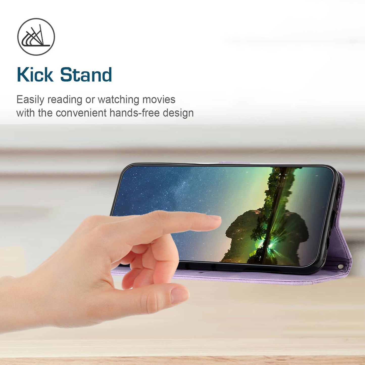 For Honor X8 5G / X6 4G / Play6C 4G Cell Phone Case Leather Triangle Imprint Wallet Stand Cover with Strap