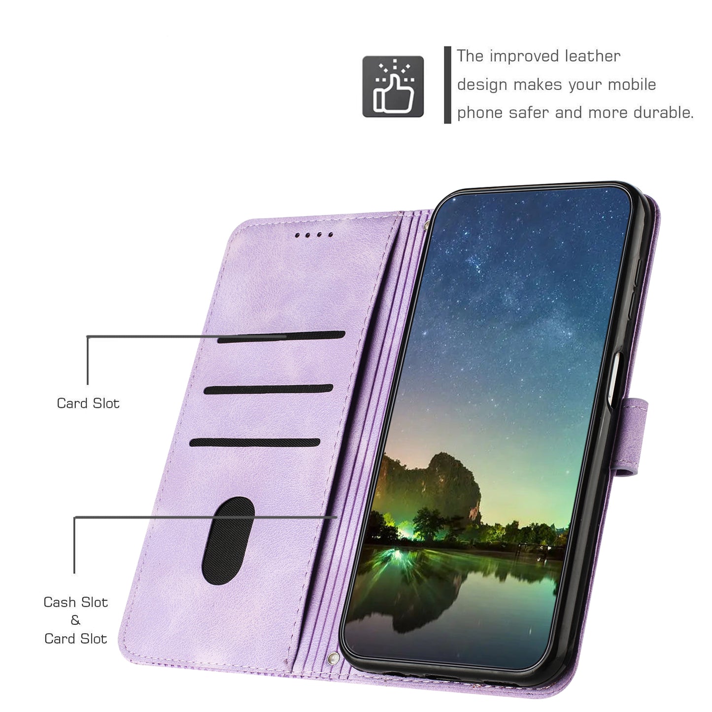For Honor X8 5G / X6 4G / Play6C 4G Cell Phone Case Leather Triangle Imprint Wallet Stand Cover with Strap
