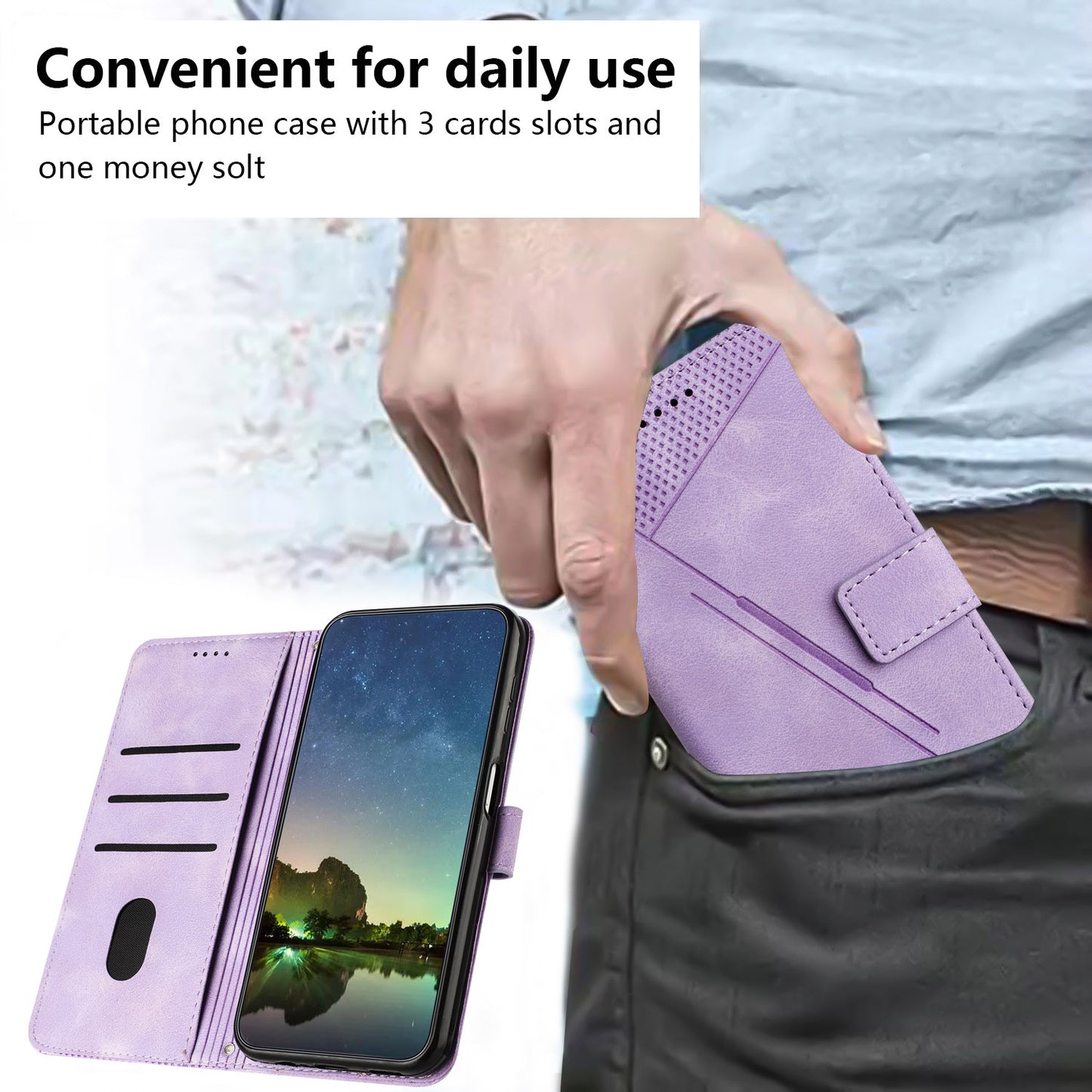 For Honor X8 5G / X6 4G / Play6C 4G Cell Phone Case Leather Triangle Imprint Wallet Stand Cover with Strap