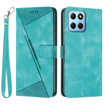 For Honor X8 5G / X6 4G / Play6C 4G Cell Phone Case Leather Triangle Imprint Wallet Stand Cover with Strap