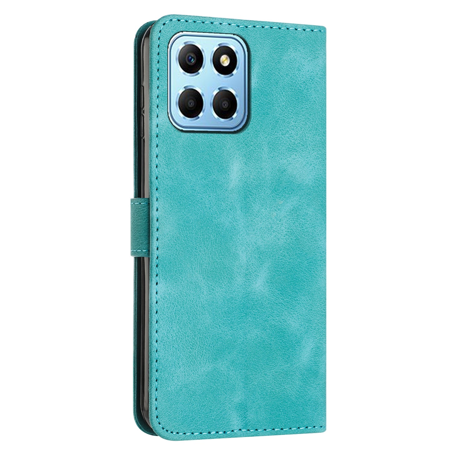 For Honor X8 5G / X6 4G / Play6C 4G Cell Phone Case Leather Triangle Imprint Wallet Stand Cover with Strap