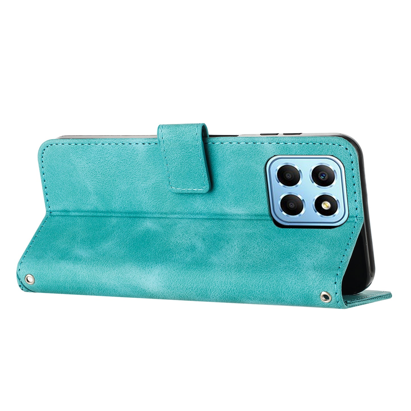 For Honor X8 5G / X6 4G / Play6C 4G Cell Phone Case Leather Triangle Imprint Wallet Stand Cover with Strap