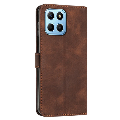 For Honor X8 5G / X6 4G / Play6C 4G Cell Phone Case Leather Triangle Imprint Wallet Stand Cover with Strap