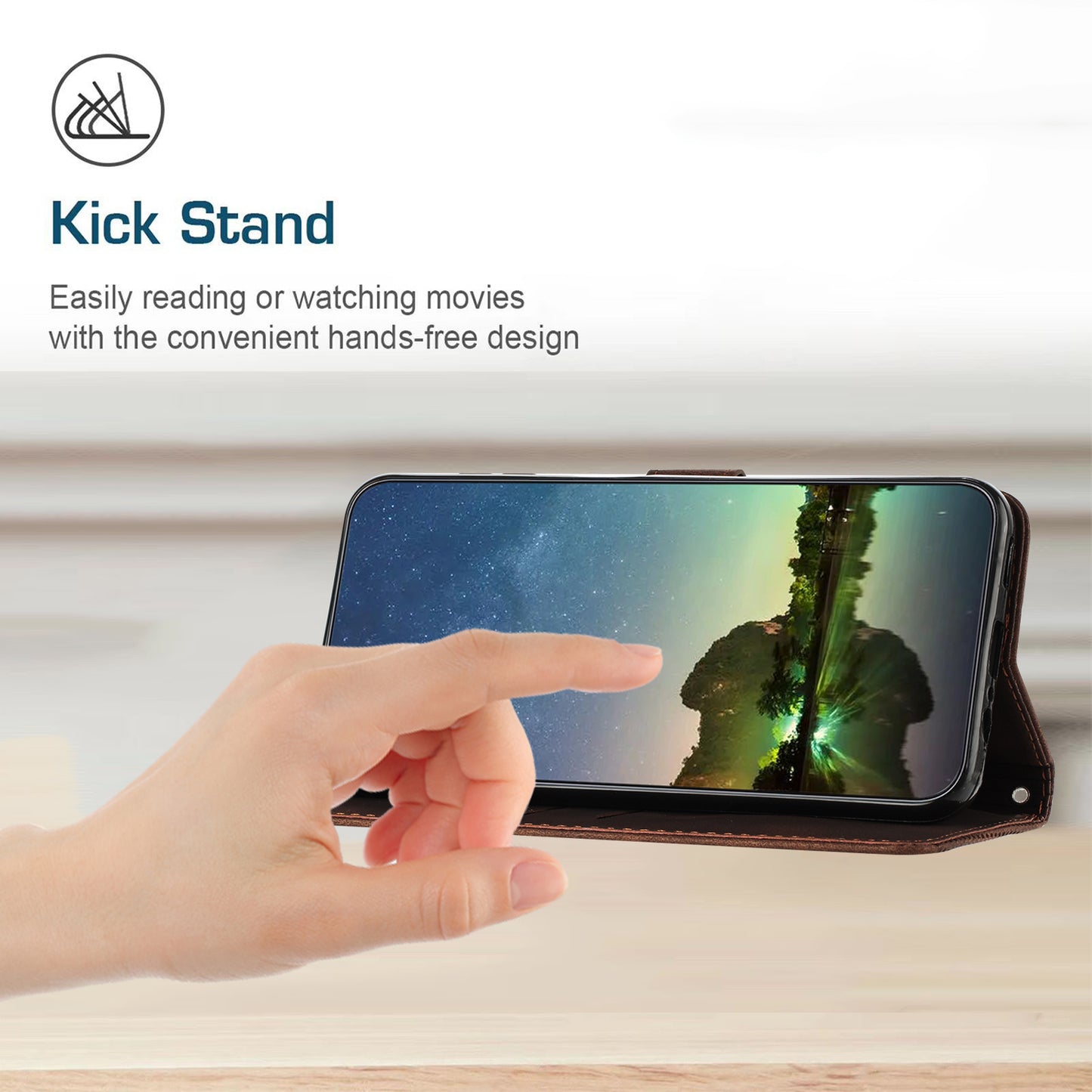 For Honor X8 5G / X6 4G / Play6C 4G Cell Phone Case Leather Triangle Imprint Wallet Stand Cover with Strap