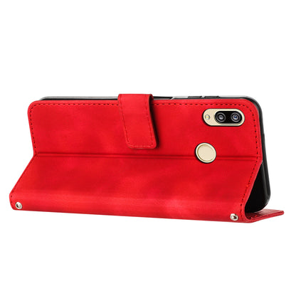 For Honor 8X / 9X Lite Triangle Imprinted Anti-fall Cover Leather Wallet Stand Cell Phone Case with Strap