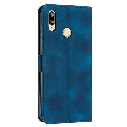 For Honor 8X / 9X Lite Triangle Imprinted Anti-fall Cover Leather Wallet Stand Cell Phone Case with Strap