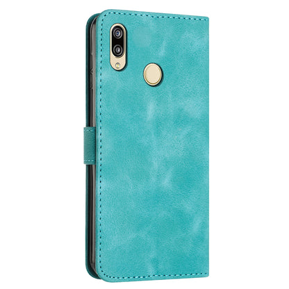 For Honor 8X / 9X Lite Triangle Imprinted Anti-fall Cover Leather Wallet Stand Cell Phone Case with Strap