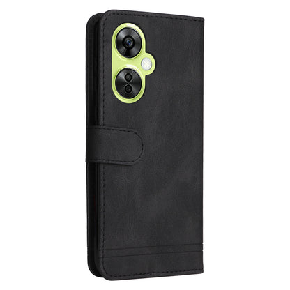 For Oppo K11x 5G / OnePlus Nord CE 3 Lite 5G / N30 5G Imprinted Lines Skin-touch Leather Case Stand Wallet Phone Cover
