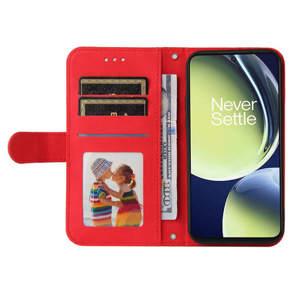 For Oppo K11x 5G / OnePlus Nord CE 3 Lite 5G / N30 5G Imprinted Lines Skin-touch Leather Case Stand Wallet Phone Cover
