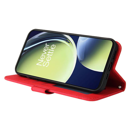 For Oppo K11x 5G / OnePlus Nord CE 3 Lite 5G / N30 5G Imprinted Lines Skin-touch Leather Case Stand Wallet Phone Cover