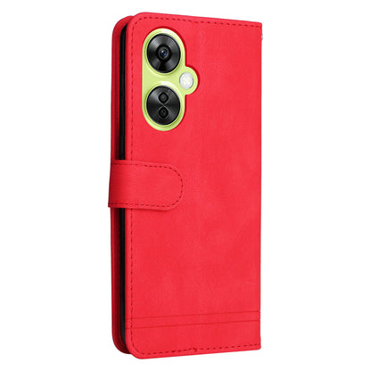 For Oppo K11x 5G / OnePlus Nord CE 3 Lite 5G / N30 5G Imprinted Lines Skin-touch Leather Case Stand Wallet Phone Cover