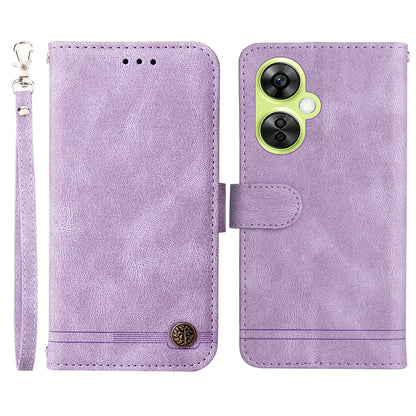 For Oppo K11x 5G / OnePlus Nord CE 3 Lite 5G / N30 5G Imprinted Lines Skin-touch Leather Case Stand Wallet Phone Cover