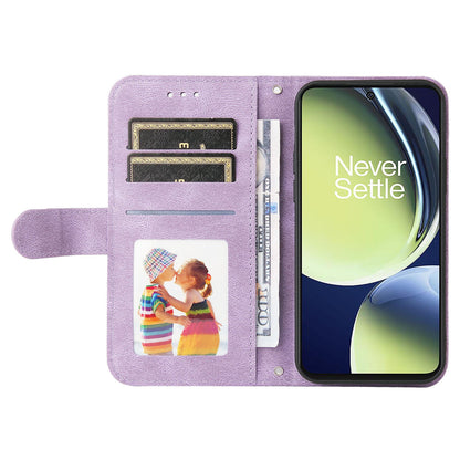 For Oppo K11x 5G / OnePlus Nord CE 3 Lite 5G / N30 5G Imprinted Lines Skin-touch Leather Case Stand Wallet Phone Cover