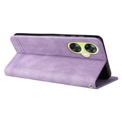 For Oppo K11x 5G / OnePlus Nord CE 3 Lite 5G / N30 5G Imprinted Lines Skin-touch Leather Case Stand Wallet Phone Cover
