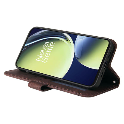 For Oppo K11x 5G / OnePlus Nord CE 3 Lite 5G / N30 5G Imprinted Lines Skin-touch Leather Case Stand Wallet Phone Cover