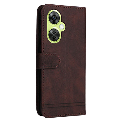 For Oppo K11x 5G / OnePlus Nord CE 3 Lite 5G / N30 5G Imprinted Lines Skin-touch Leather Case Stand Wallet Phone Cover