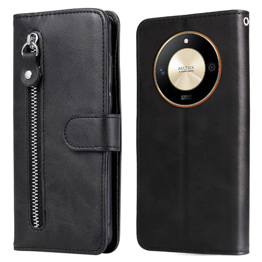 For Honor X50 Calf Texture Anti-drop Case Zipper Pocket Wallet Stand Smartphone Cover