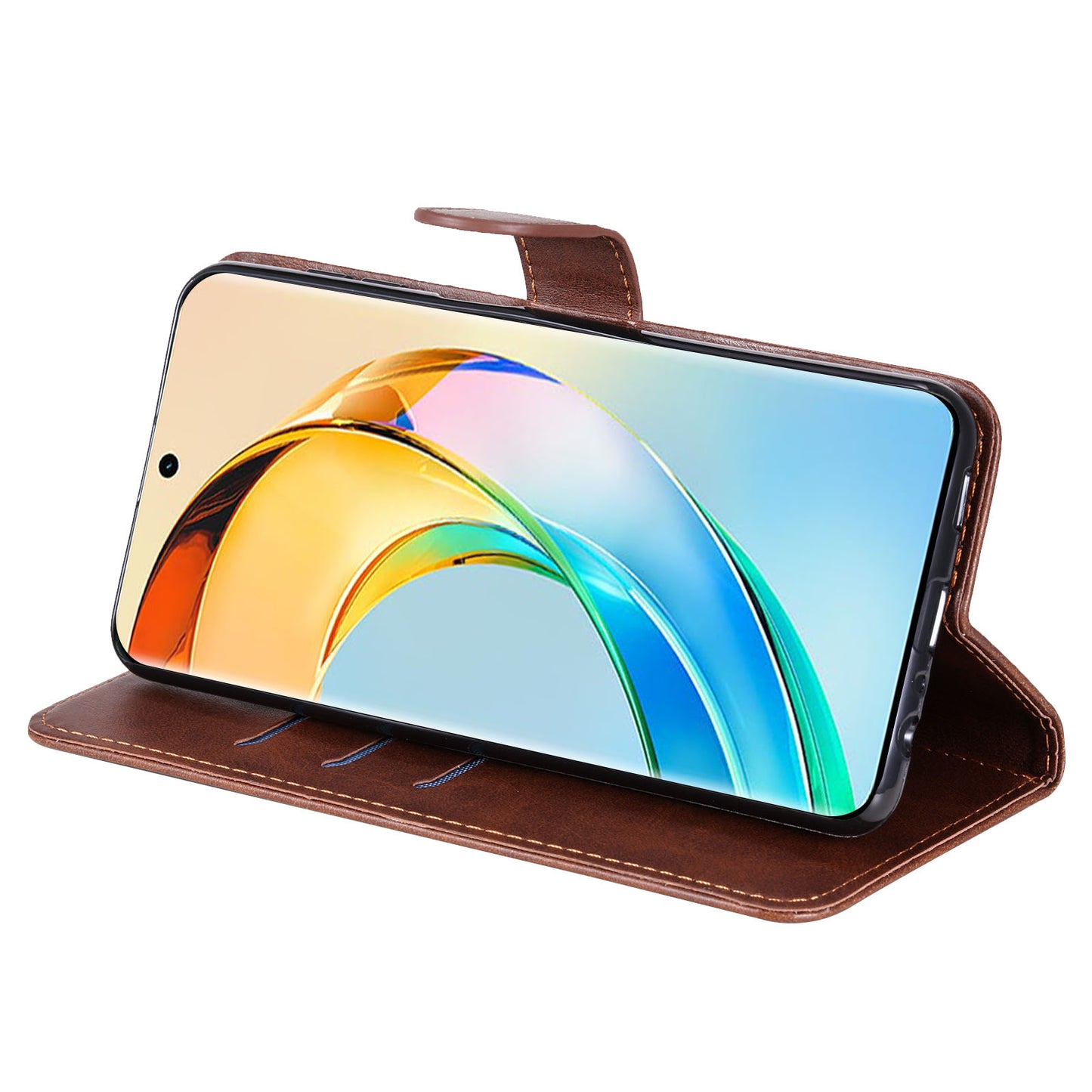 For Honor X50 Calf Texture Anti-drop Case Zipper Pocket Wallet Stand Smartphone Cover