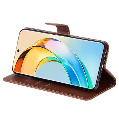 For Honor X50 Calf Texture Anti-drop Case Zipper Pocket Wallet Stand Smartphone Cover