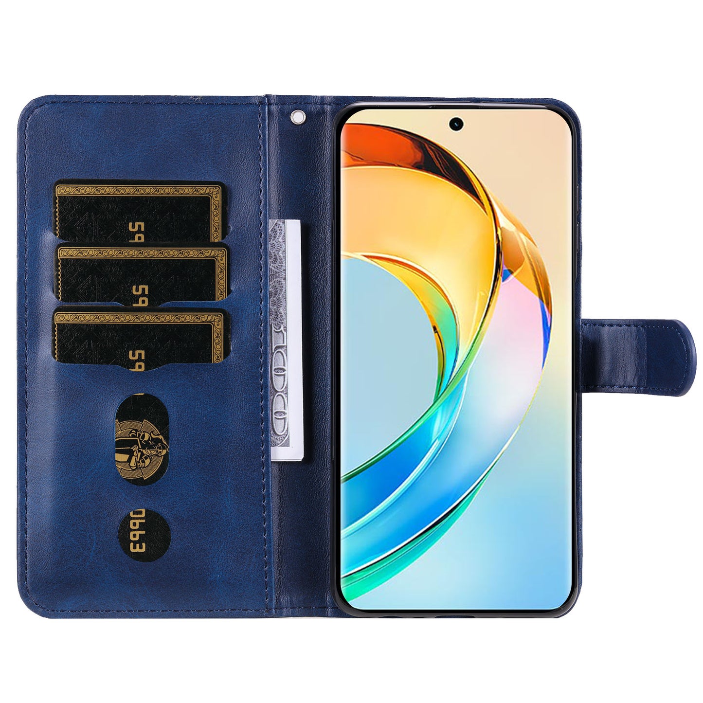 For Honor X50 Calf Texture Anti-drop Case Zipper Pocket Wallet Stand Smartphone Cover