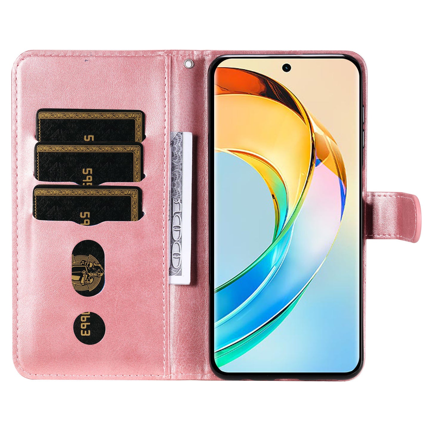 For Honor X50 Calf Texture Anti-drop Case Zipper Pocket Wallet Stand Smartphone Cover
