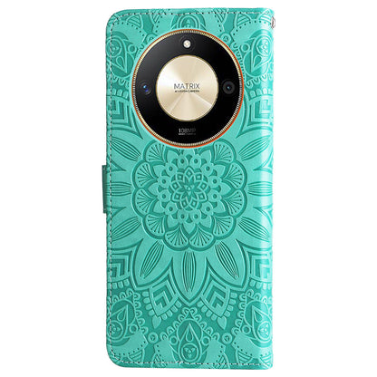 For Honor X50 PU Leather Wallet Stand Case Sunflower Imprinted Shockproof Phone Cover