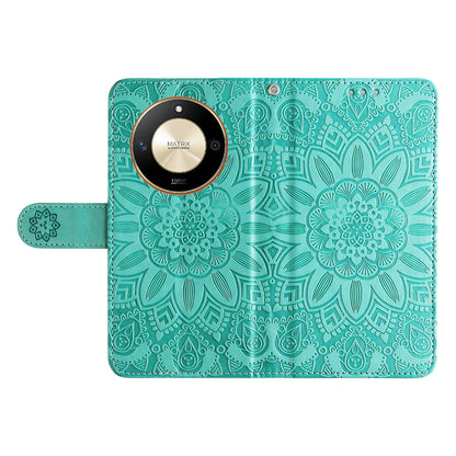 For Honor X50 PU Leather Wallet Stand Case Sunflower Imprinted Shockproof Phone Cover