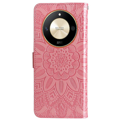 For Honor X50 PU Leather Wallet Stand Case Sunflower Imprinted Shockproof Phone Cover