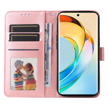 For Honor X50 PU Leather Wallet Stand Case Sunflower Imprinted Shockproof Phone Cover