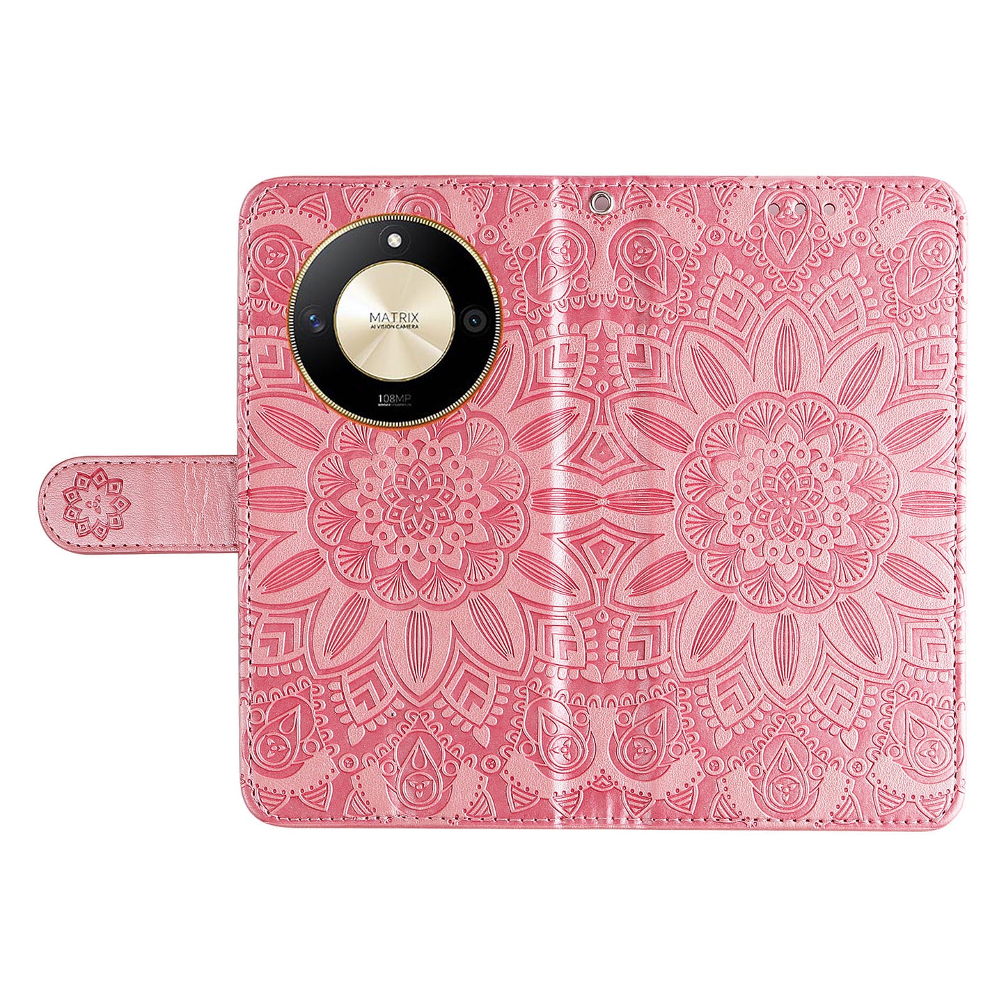For Honor X50 PU Leather Wallet Stand Case Sunflower Imprinted Shockproof Phone Cover