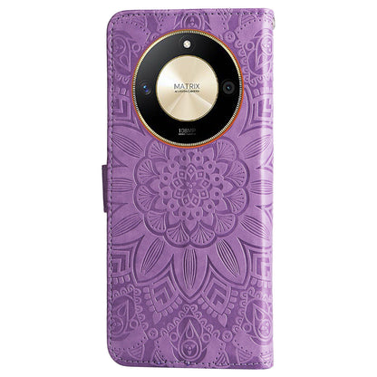 For Honor X50 PU Leather Wallet Stand Case Sunflower Imprinted Shockproof Phone Cover