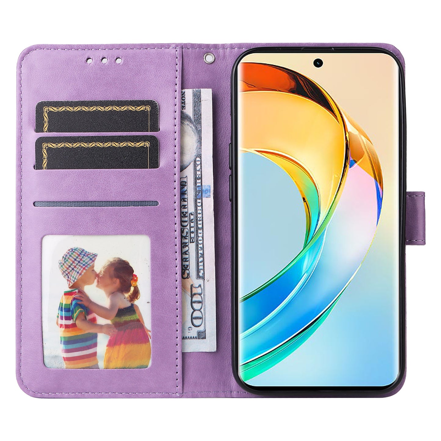 For Honor X50 PU Leather Wallet Stand Case Sunflower Imprinted Shockproof Phone Cover