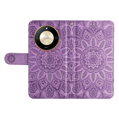 For Honor X50 PU Leather Wallet Stand Case Sunflower Imprinted Shockproof Phone Cover