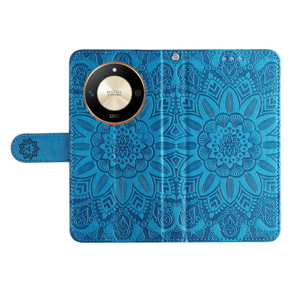 For Honor X50 PU Leather Wallet Stand Case Sunflower Imprinted Shockproof Phone Cover