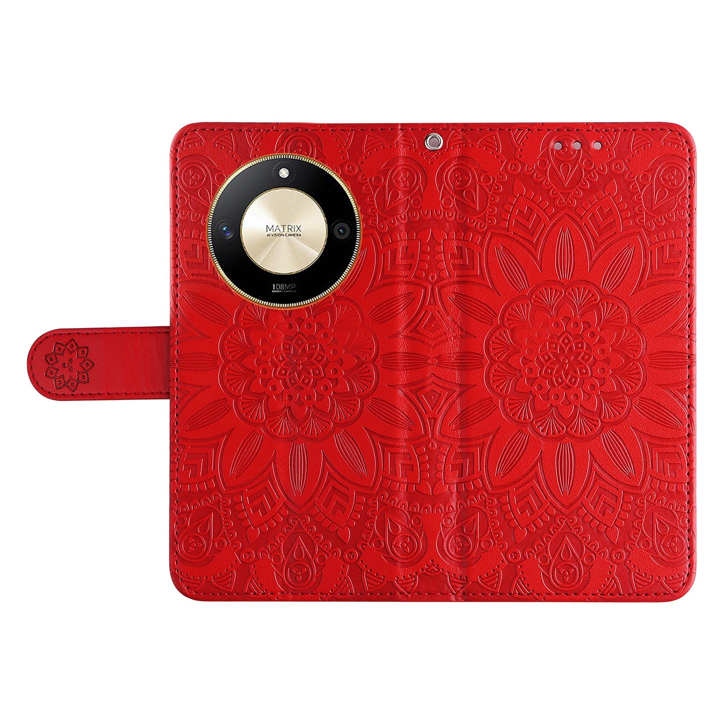 For Honor X50 PU Leather Wallet Stand Case Sunflower Imprinted Shockproof Phone Cover